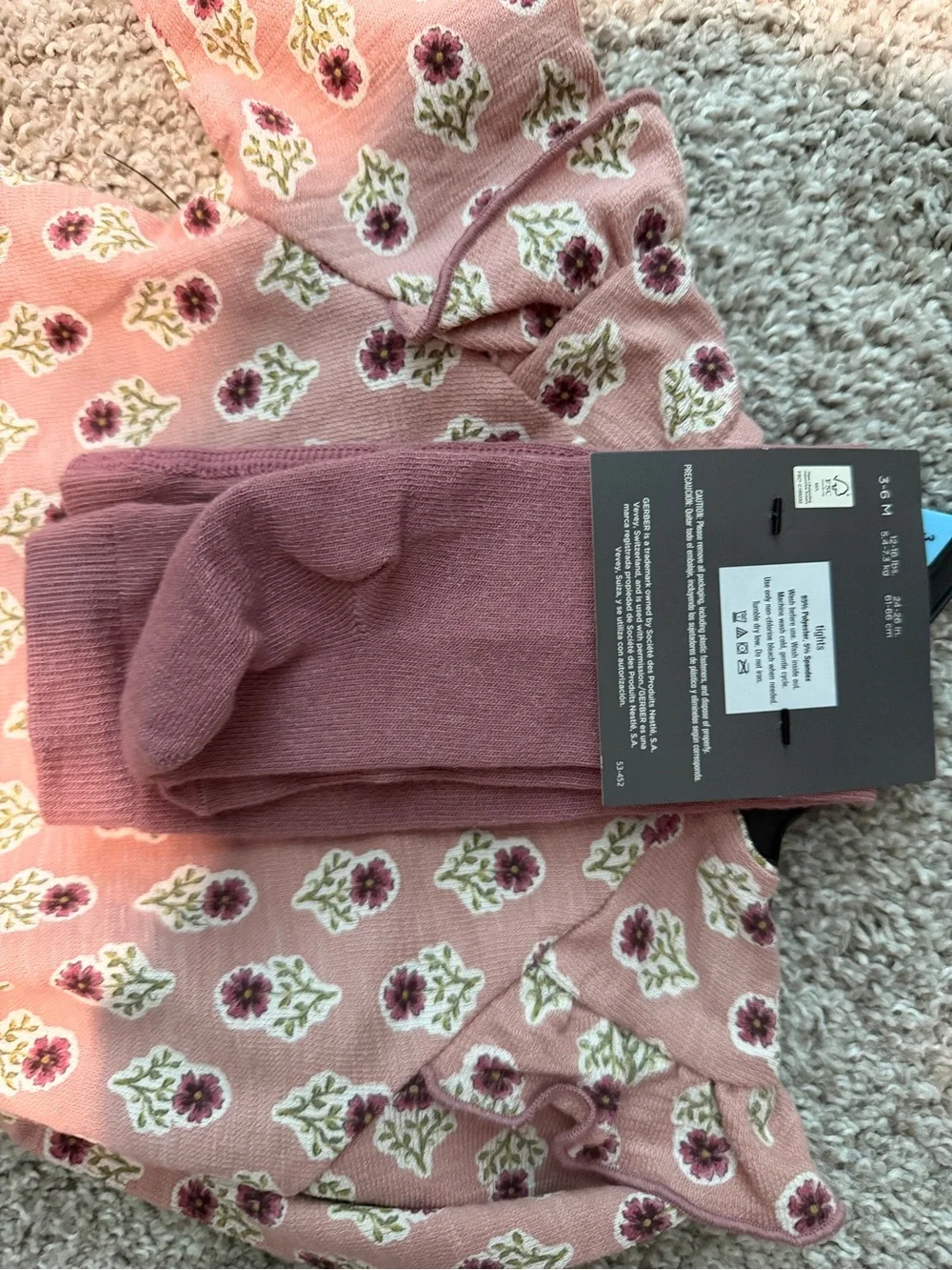Gerber Pink Floral Ruffle Collar Baby One-Piece